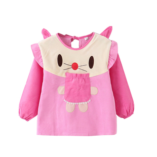 儿童大码长款罩衣反穿衣男女宝宝吃饭围兜大童灯芯绒护衣防水秋冬