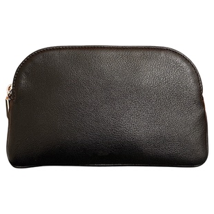 小众row风纯色黑色真皮贝壳包女高级感零钱包手拿包日韩风收纳包