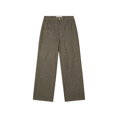 横插口袋不褪色中高腰切色牛仔裤