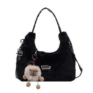 毛绒绒包包女式2025年夏季流行手拎包时尚百搭网红超火单肩斜挎包