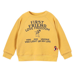 允儿妈女童春季新款日系植绒印花企鹅卫衣女孩简约套头衫儿童上衣