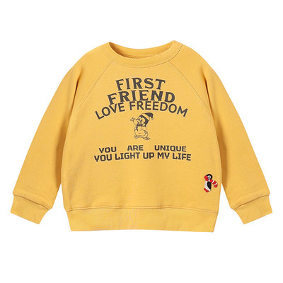 允儿妈女童春秋植绒印花企鹅卫衣