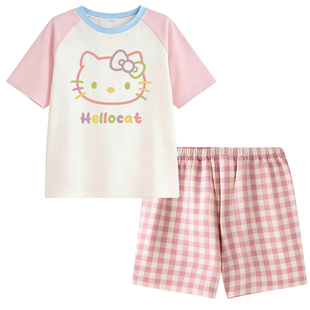 2026夏季新款女童睡衣纯棉薄款中大童甜美可爱女孩短袖家居服套装