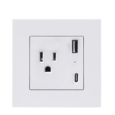 电源开关插座美国美式USB+type-c