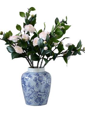 清雅四季茶花仿真花客厅装饰假花