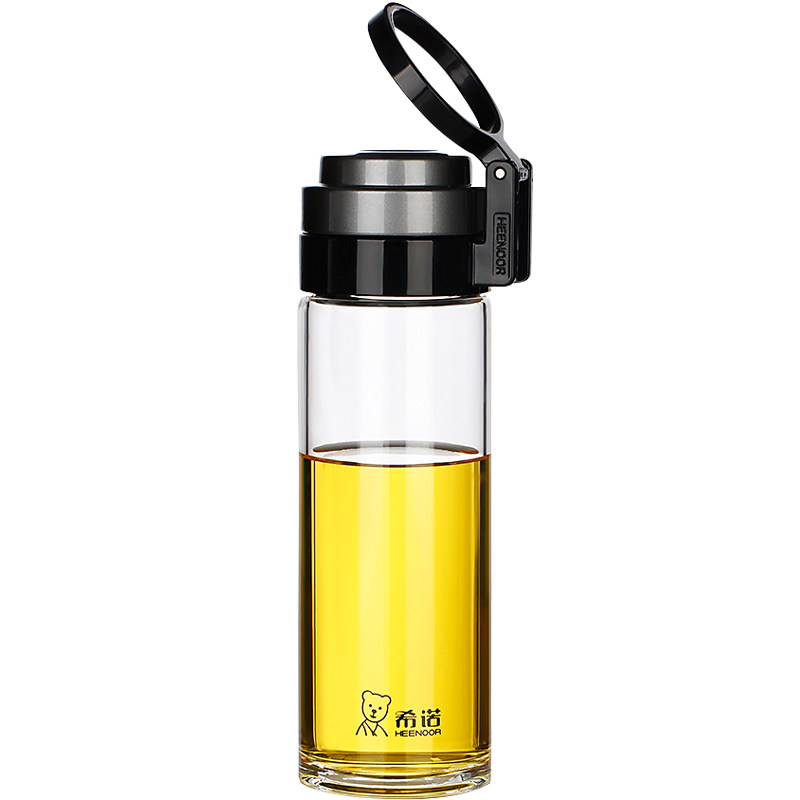 希诺6075单层玻璃杯加厚提环便携