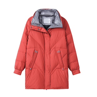 黑色羽绒服冬季女款2026年新款中长款爆款白鸭绒加厚妈妈保暖外套