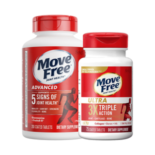 益节MoveFree维骨力氨糖红瓶+Ultra经典骨胶原软骨素白瓶