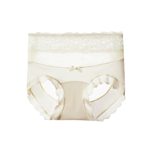 法式高腰蕾丝内裤女收腹无痕女士性感纯棉抗菌加长裆高级感缎面