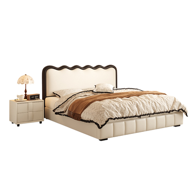 政府补贴蓝色理想涟漪真皮主卧床2025新款极简大气1.8m双人储物床