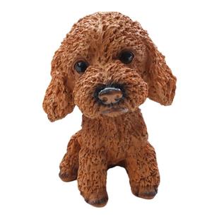 可爱仿真泰迪牛头梗摆件房间桌面小狗装饰品创意贵宾犬模型工艺品