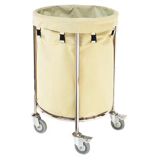 南方C-63A中号圆形布草车不锈钢酒店服务车米黄色布袋服务车布袋