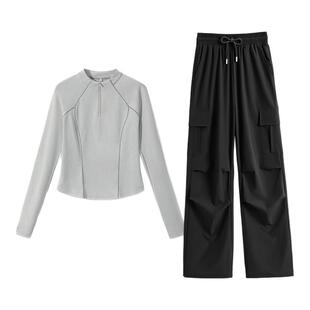 班尼路S&K系列户外运动套装女春夏新款速干长袖T恤工装裤一整套N