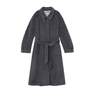 MRS Studios 秘鲁长毛苏力ALPACA 巴尔玛肯单排扣弧形连肩袖大衣