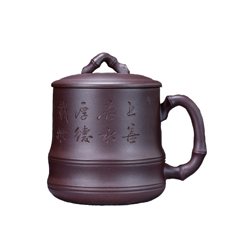 紫砂杯半手工大容量带盖500ml