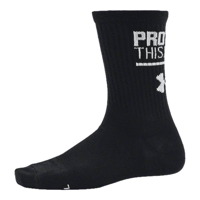 安德玛UA女子休闲袜子Essential训练健身运动中筒袜3双装1382942