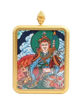 莲花生大师唐卡吊坠纯手绘金色