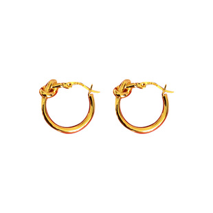 2024欧美新款celi风极简打结圆形耳环黄铜电镀24K金耳钉ins网红