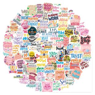 50张英文语句小清新简约个性贴纸可装饰手机壳平板手账旅行箱滑板吉他笔记本ipad水杯储物箱冰箱DIY防水贴画