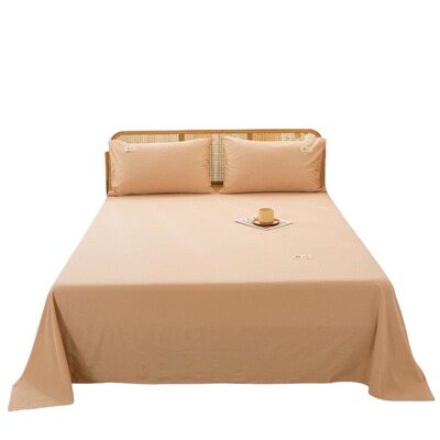 纯棉床单单件100全棉磨毛加厚被单纯色简约学生宿舍三件套床笠罩