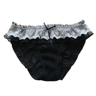 女生内裤中低腰百褶网纱柔软光滑牛奶丝蕾丝花边透气性感大码N673