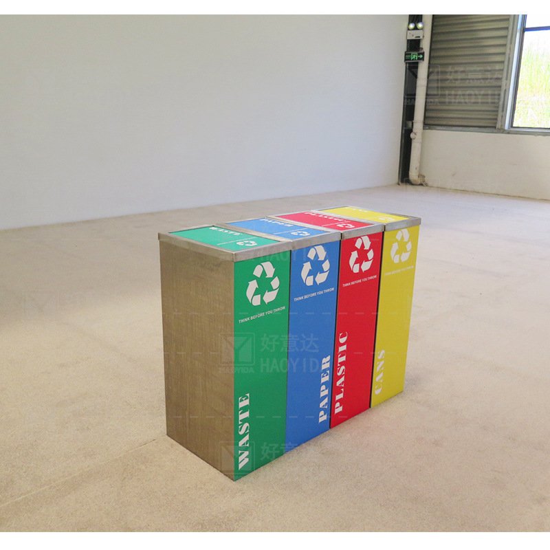 户外垃圾桶不锈钢大号四回收公园果皮箱户外分类垃圾箱三箱分类