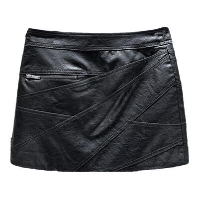 AKTK半裙2024秋季新品复古朋克包臀裙机能分割解构黑色半裙