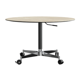 舒梵随行茶几/可升降移动多功能小圆桌/中古洞石岩板咖啡桌边几