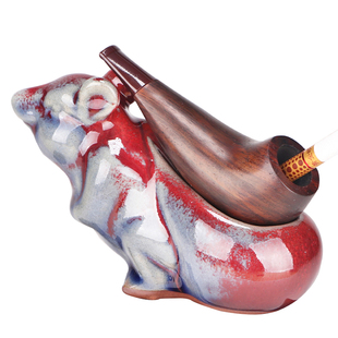 彩歌实木小号烟斗男士手工烟杆烟丝专用传统老式石楠木过滤烟袋锅