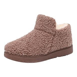 冬季保暖加绒加厚时尚雪地靴防滑女棉鞋室内家居毛绒高帮软棉拖鞋