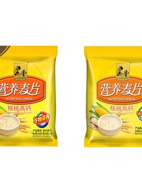 黑牛核桃高钙燕麦片600g高钙即食养胃全家营养早餐袋装15小包装