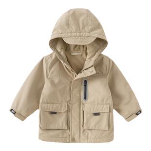 戴维贝拉儿童棉服两件套冬装女童男童三防风衣户外防水外套童装