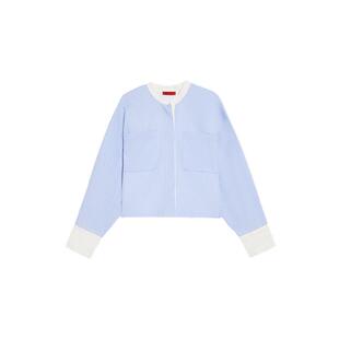 MAX&Co.女装浅色条纹府绸棉质短款长袖衬衫6111045302