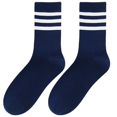 玲珑阁男女轻运动防臭条纹中筒袜