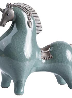 木客陶瓷可爱唐马家居装饰摆件