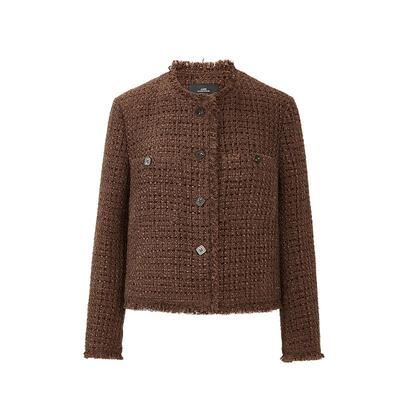 【天猫臻选】AUM噢姆2025年冬季新款圆领粗花呢肌理小香风外套女