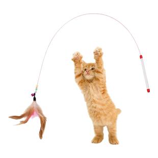逗猫棒猫咪玩具自嗨解闷幼猫钢丝长杆羽毛小铃铛耐咬幼猫宠物玩具