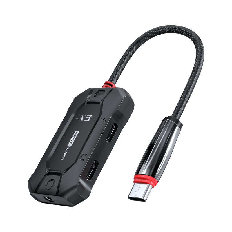 猎狼人X3三合一电竟游戏音频转接器适用3.5mmTPC数字耳机PD60W