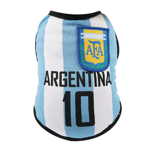 猫咪世界杯球衣阿根廷梅西巴西法国葡萄牙C罗小狗宠物夏季防掉毛