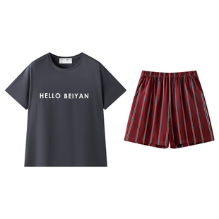 贝妍史努比女士纯棉睡衣夏薄款凉爽宽松短袖家居服可外穿休闲套装