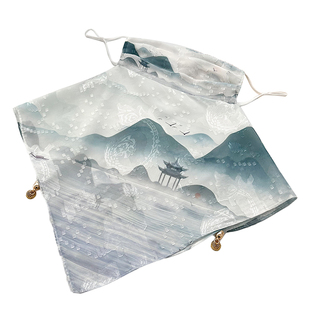 夏季防晒护颈三角丝巾女防紫外线面罩带围脖薄款透气全脸遮脸面纱