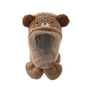 儿童帽子围脖一体帽冬季可爱卡通保暖挡风防寒面罩男女宝宝护耳帽