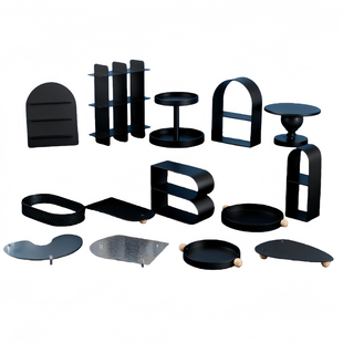 高级感黑色系甜品台展示架婚庆摆台百日宴酒店茶歇甜点架装饰摆件