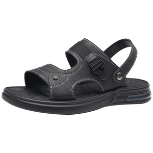 大东沙滩鞋男鞋2025夏季新款时尚简约中跟平底露趾百搭休闲男凉鞋