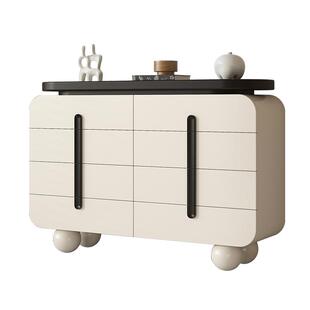 法式奶油风斗柜实木客厅靠墙八斗柜黑白复古抽屉柜床尾置物储物柜