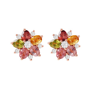 宫里上新碧玺耳钉女小众设计感纯银耳饰多巴胺耳环彩宝生日礼物