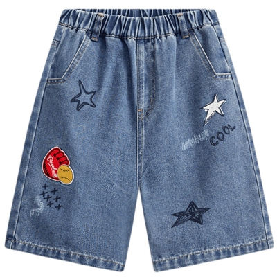 清仓MQD童装男童学院风牛仔裤夏季中大童运动复古风五分裤洋气