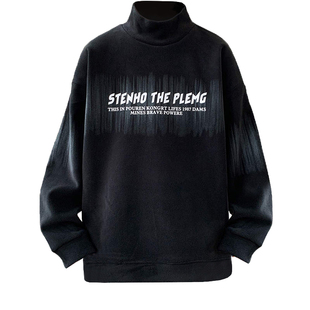 青少年卫衣男2025新款秋冬加绒加厚初高中生校服内搭半高领打底衫