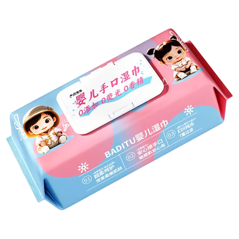 巴蒂兔婴儿湿巾6大包0添加手口专