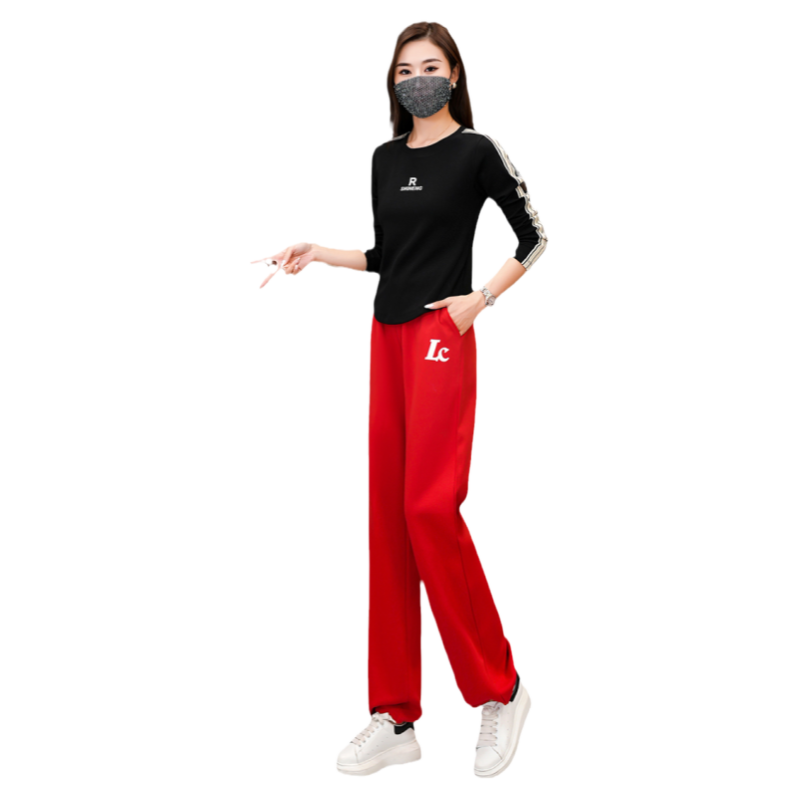 2025秋季新款广场舞服装套装成人圆领长袖棉长裤时尚运动休闲服女